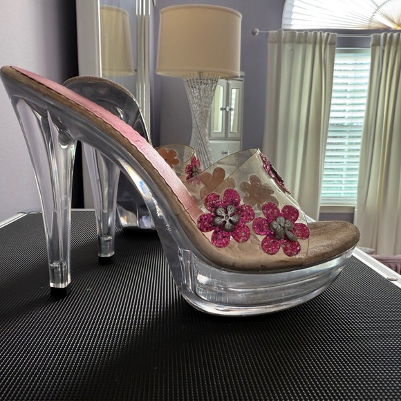 Vintage Victoria secrets two lips stiletto slides size 6 lucite pink sparkle - Picture 16 of 16